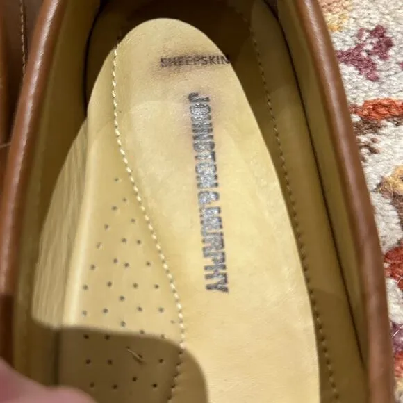 Johnston&amp; Murphy  shoes Mens 9.5 Sheepskin Brown Leather Penny Loafer Style