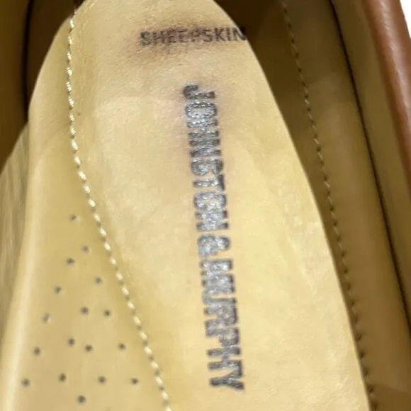 Johnston&amp; Murphy  shoes Mens 9.5 Sheepskin Brown Leather Penny Loafer Style