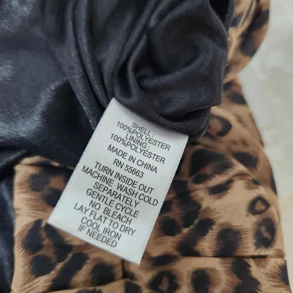 Joie Brown Black Animal Pattern Pleated Elastic Waist Skirt L Leopard New