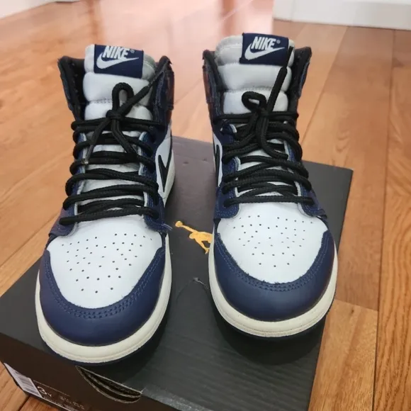 Jordan 1 Retro Sneakers Navy Blue, Black and White Sneakers