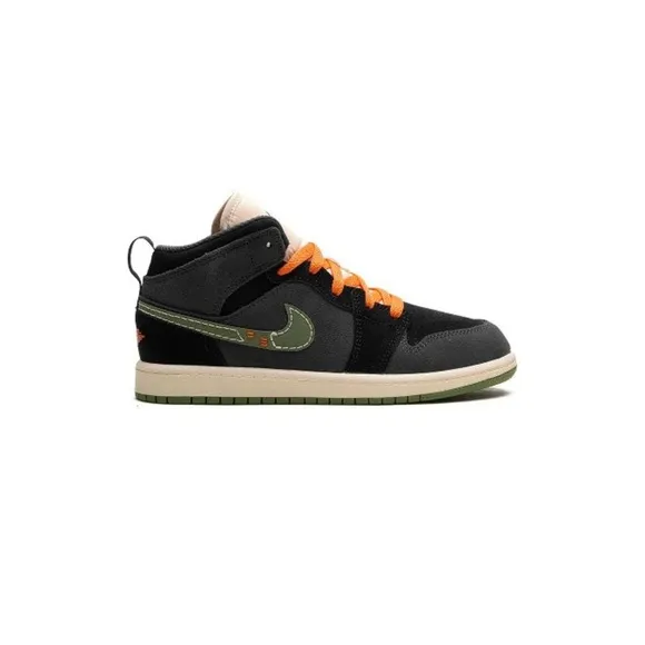 Jordan KidsAir Jordan 1 Mid SE Craft PS &quot;Anthracite Light Olive&quot; sneakers