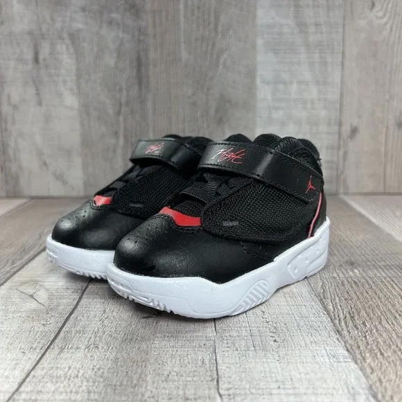 Jordan Max Aura 4 (TD) Baby's Sneaker Black UniversityRed-White Sz 5C DQ8402-006