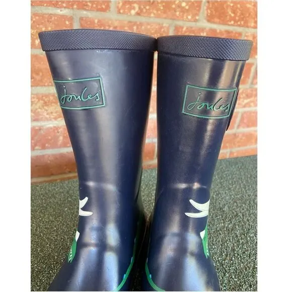Joules Kids Rain Boots Blue Green Dinosaur Size 4