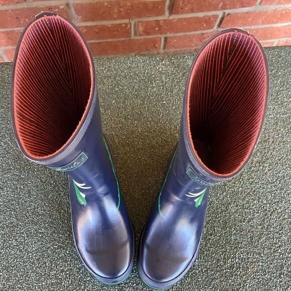 Joules Kids Rain Boots Blue Green Dinosaur Size 4