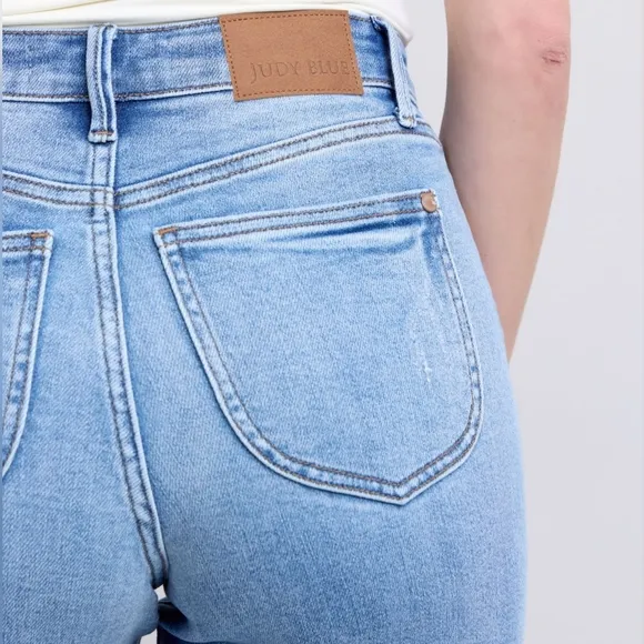Judy Blue High-Rise Waist Classic Wide Leg Boyfriend Jeans Slim Fit Denim Pants