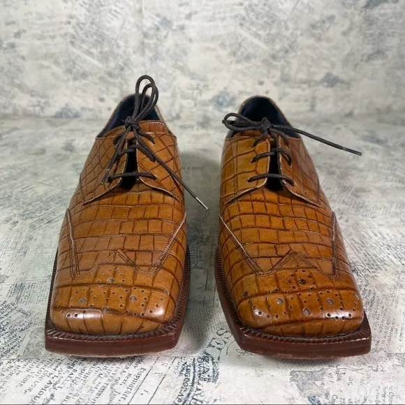 Juno Italian lace up  Oxford croc embossed leather shoes