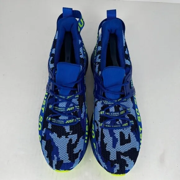 Just So So Mens Blue Camo Neon Low Top Lace Up Sneakers Size 46 Running Shoes