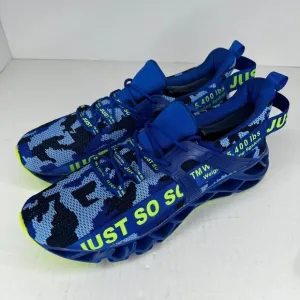 Just So So Mens Blue Camo Neon Low Top Lace Up Sneakers Size 46 Running Shoes