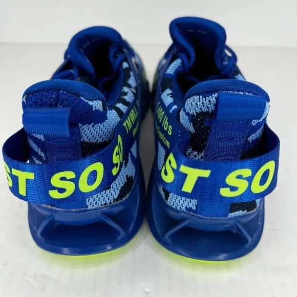 Just So So Mens Blue Camo Neon Low Top Lace Up Sneakers Size 46 Running Shoes