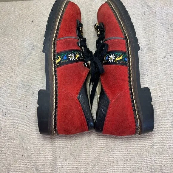 Kandahar Made In Switzerland Red Suede Leather Loafer Shoes Sz 8 - 8.5