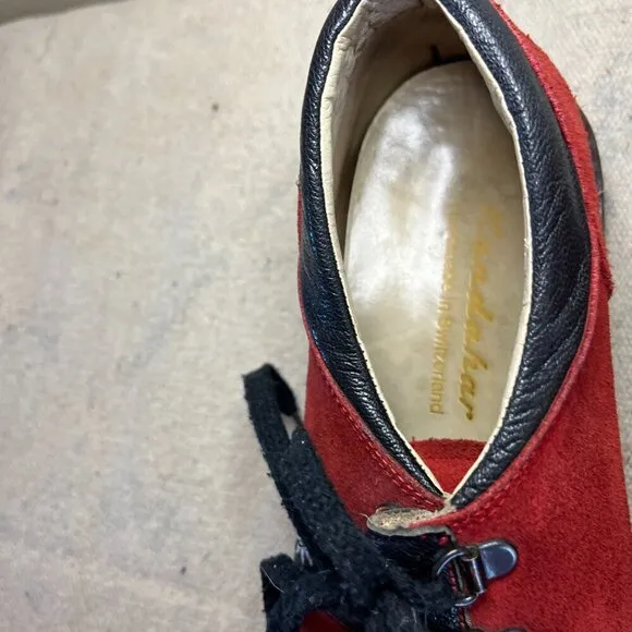 Kandahar Made In Switzerland Red Suede Leather Loafer Shoes Sz 8 - 8.5