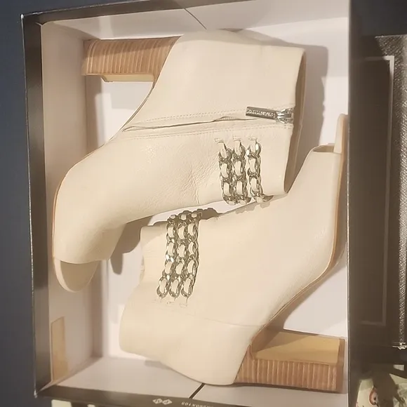 Karl Lagerfeld Elora Warm White leather peep toe ankle boot 9M