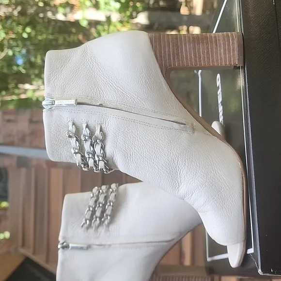Karl Lagerfeld Elora Warm White leather peep toe ankle boot 9M
