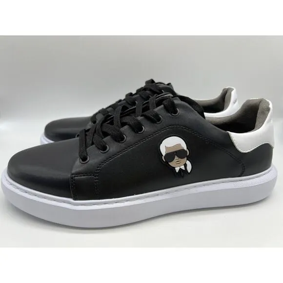Karl Lagerfeld Paris Black Leather Shoes Designer Sneakers LF1S1107 Men Sz 12M📦