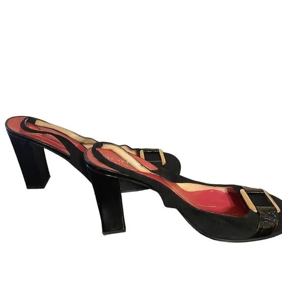 Kate Spade black patent leather heeled shoes size 10 made in Italy