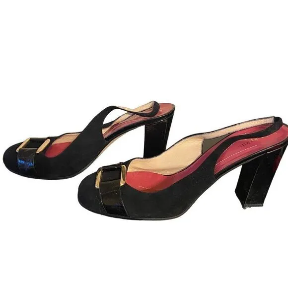 Kate Spade black patent leather heeled shoes size 10 made in Italy