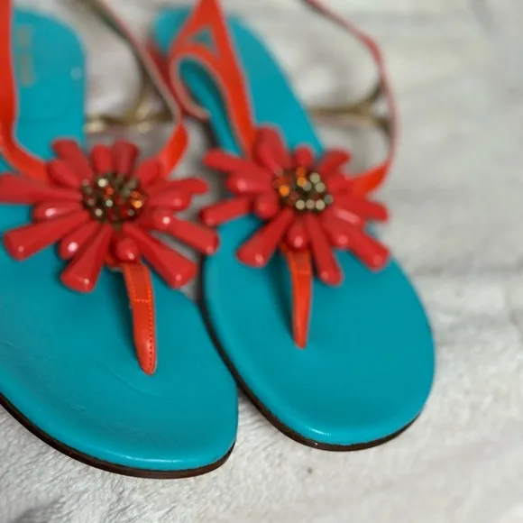 Kate Spade New York Red Floral Sandals – Size 9.5B Bright, Eye-Catching Design