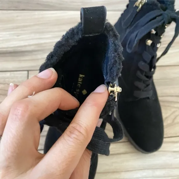 Kate Spade of New York Reagan Black Suede Shearling Lined Boots Women's Size 6