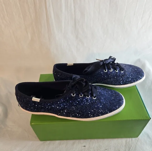Kate Spade x Keds Sparkle Sneakers Preppy Royal Blue 6.5 New