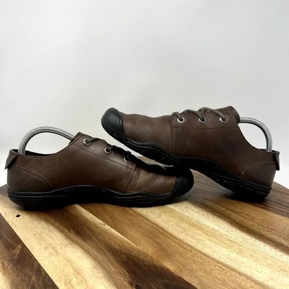 Keen Grayson Shoes Men's 9 Brown Leather Eyelet Lace Up Casual Comfort Oxfords