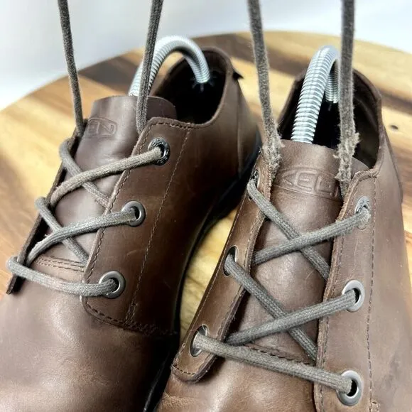Keen Grayson Shoes Men's 9 Brown Leather Eyelet Lace Up Casual Comfort Oxfords