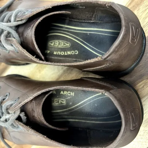 Keen Grayson Shoes Men's 9 Brown Leather Eyelet Lace Up Casual Comfort Oxfords