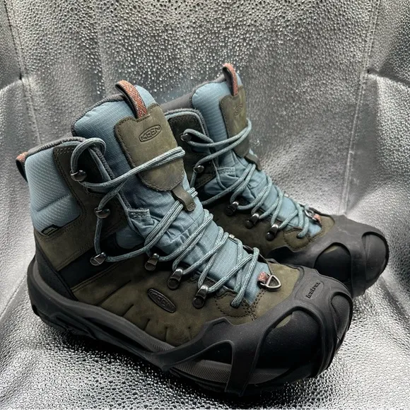 Keen Womens 9 Revel IV Mid Polar Hiking Boots Waterproof Dry Warm Green Aqua