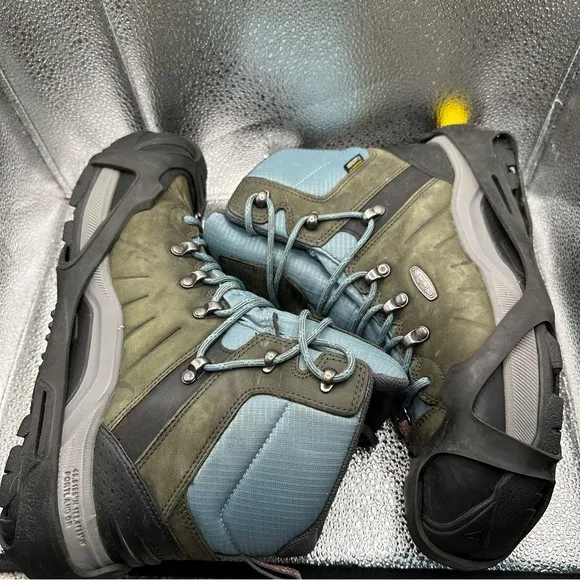 Keen Womens 9 Revel IV Mid Polar Hiking Boots Waterproof Dry Warm Green Aqua