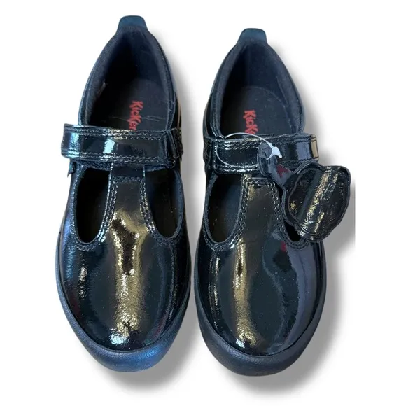 Kickers Kariko T-Strap Black Patent Leather Mary Janes Girls Shoes Size 27 10 US