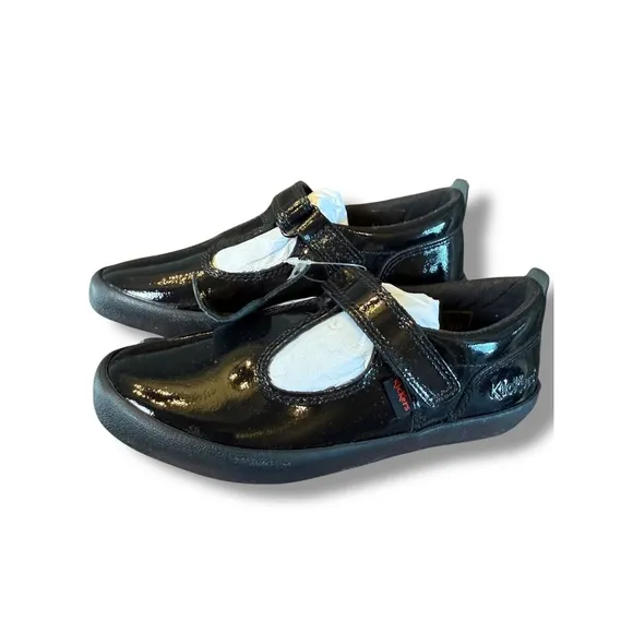 Kickers Kariko T-Strap Black Patent Leather Mary Janes Girls Shoes Size 27 10 US