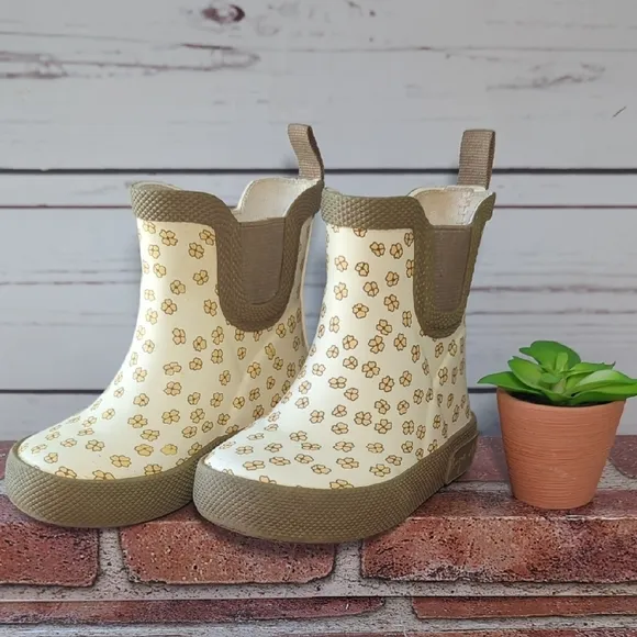 Konges Slojd Baby Toddler Welly Rubber Boots Buttercup Yellow Ditsy Daisy 5/5.5