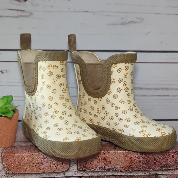 Konges Slojd Baby Toddler Welly Rubber Boots Buttercup Yellow Ditsy Daisy 5/5.5