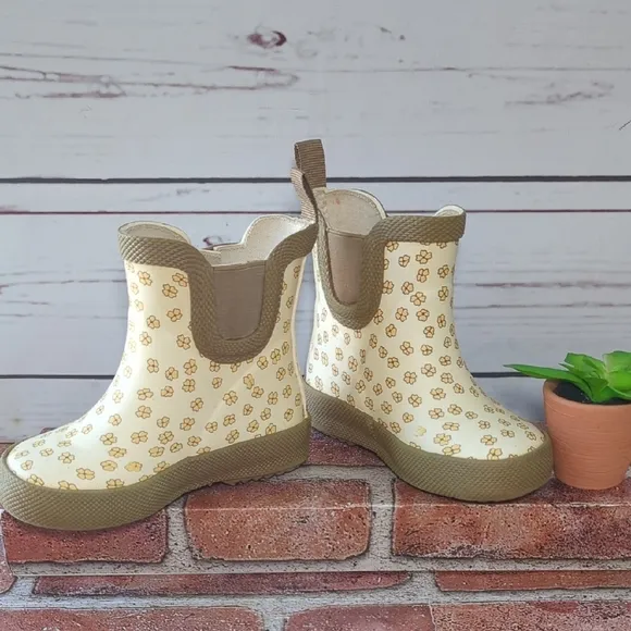 Konges Slojd Baby Toddler Welly Rubber Boots Buttercup Yellow Ditsy Daisy 5/5.5