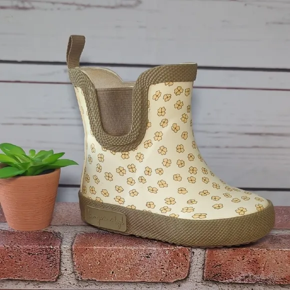 Konges Slojd Baby Toddler Welly Rubber Boots Buttercup Yellow Ditsy Daisy 5/5.5
