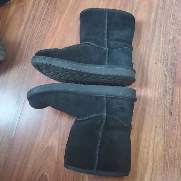 Koolaburra UGG K Victoria Bow Short Girls Boots Black Suede 1019372 Girls Size 4