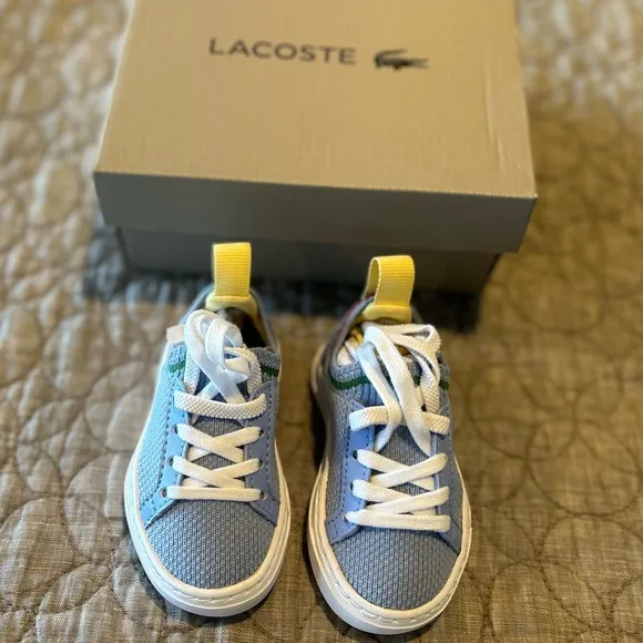 Lacoste La Piquee light blue textile sneakers Toddler SIZE 4 NWT