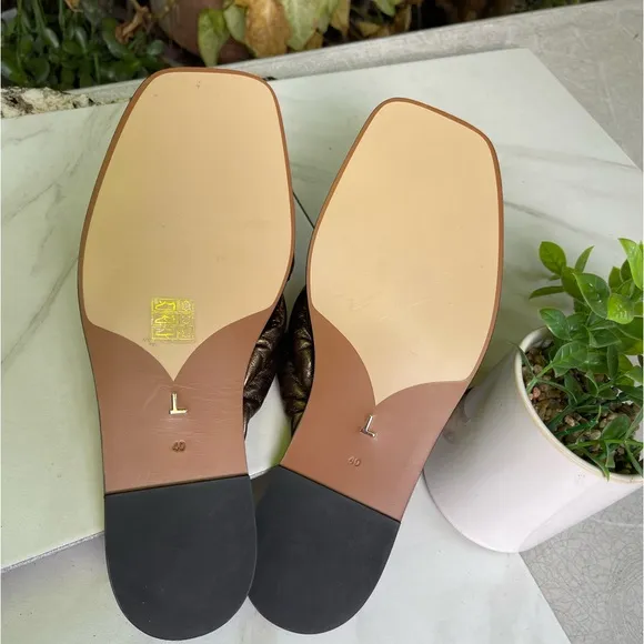 Lafayette 148 Women's Sz 40 US 9.5/10Donne Metallic Slide Sandals NWOT