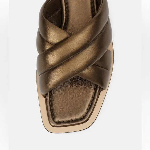 Lafayette 148 Women's Sz 40 US 9.5/10Donne Metallic Slide Sandals NWOT