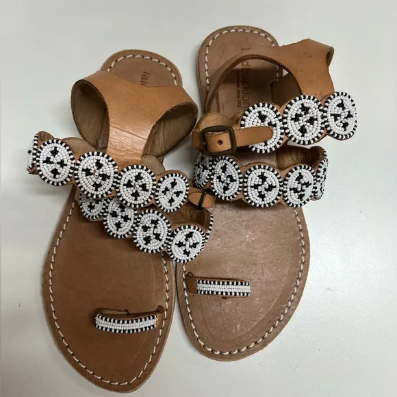 Laidback London Kiki Beaded Ankle Sandal New With Box Size 7 Euro 38