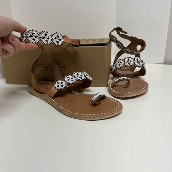 Laidback London Kiki Beaded Ankle Sandal New With Box Size 7 Euro 38