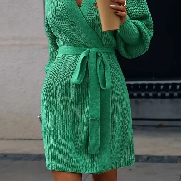 Lantern Loom Open Front Cardi - Green