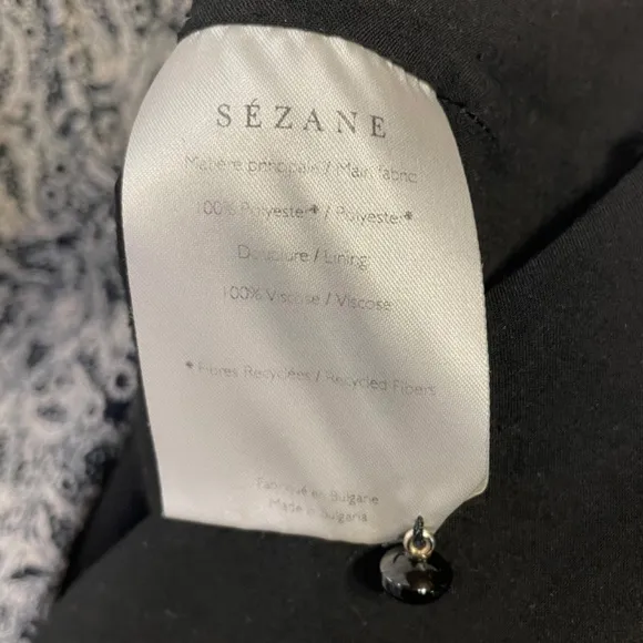 Last Chance! EUC Sezane Odile Chiffon Paisley Mini Dress Black Ecru 34, XS