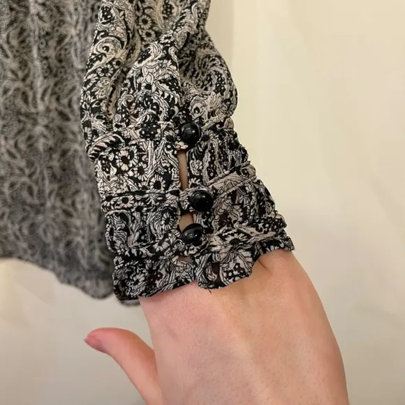 Last Chance! EUC Sezane Odile Chiffon Paisley Mini Dress Black Ecru 34, XS