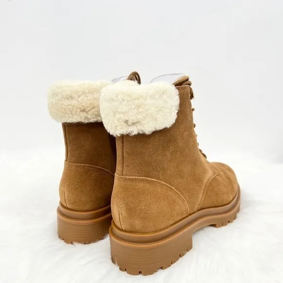Lauren Ralph Lauren Carlee Lace-up Suede Ankle Boots in Cognac size 6.5 NWOB