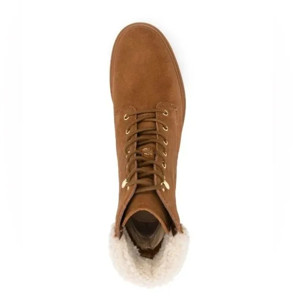 Lauren Ralph Lauren Carlee Lace-up Suede Ankle Boots in Cognac size 6.5 NWOB