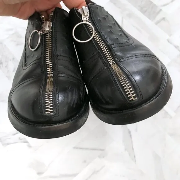 LE BOHEMIEN Front Zipper Leather Oxford Shoes Size 37