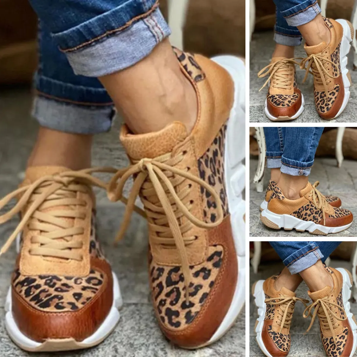 Lenora  - Lässige vulkanisierte Leopard Sneakers