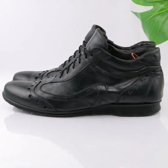 Leonardo Firenze Mens Boot Handmade Size 12 Black Leather Calf Goat Chukka Shoe