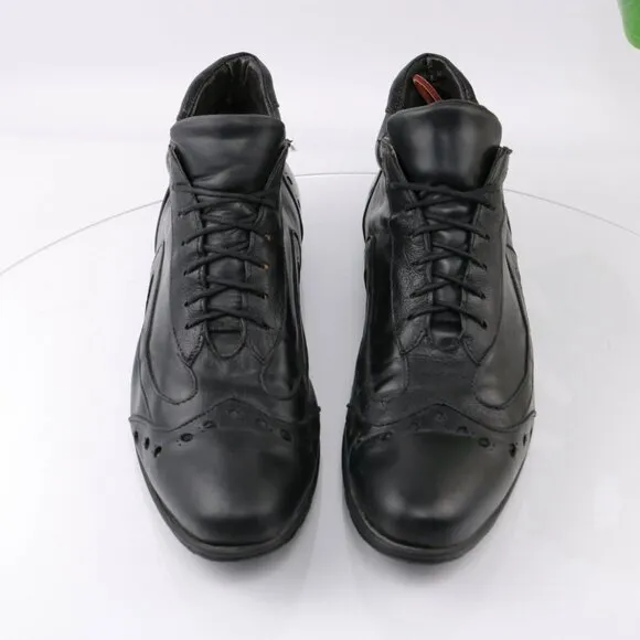 Leonardo Firenze Mens Boot Handmade Size 12 Black Leather Calf Goat Chukka Shoe