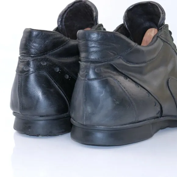 Leonardo Firenze Mens Boot Handmade Size 12 Black Leather Calf Goat Chukka Shoe